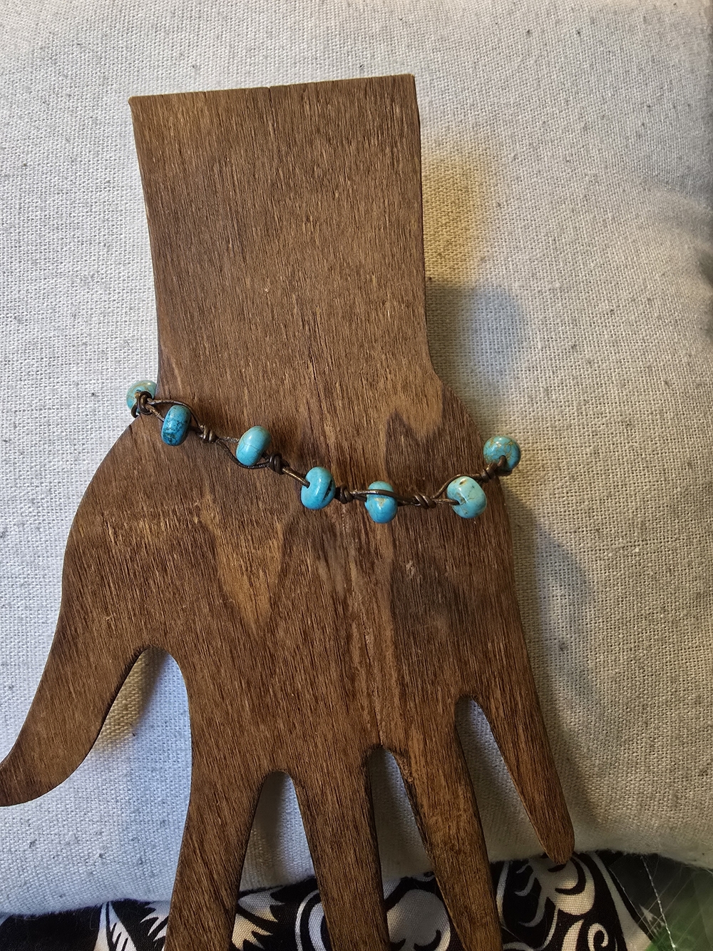 Turquoise Bead Women's Bracelet - Handcrafted Blue Stone